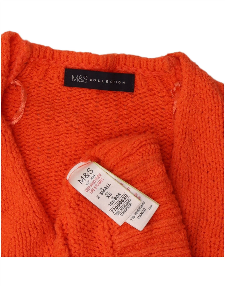 Marks & Spencer Damski sweter oversize z dekoltem w kształcie litery V, UK 6 XS, pomarańczowy