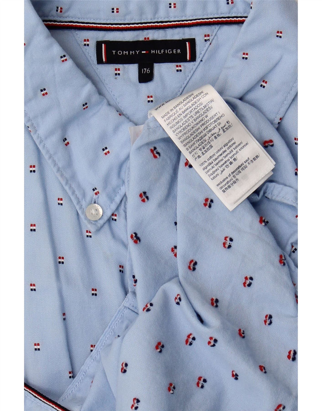 Koszula chłopięca Tommy Hilfiger 15-16 lat, bawełniana w niebieskie cętki