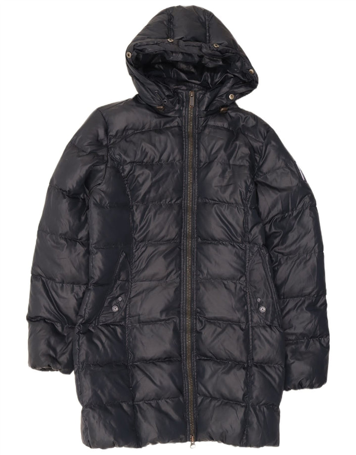 Damski płaszcz z kapturem, oversize, ocieplany Bomboogie US 4, mały, granatowy