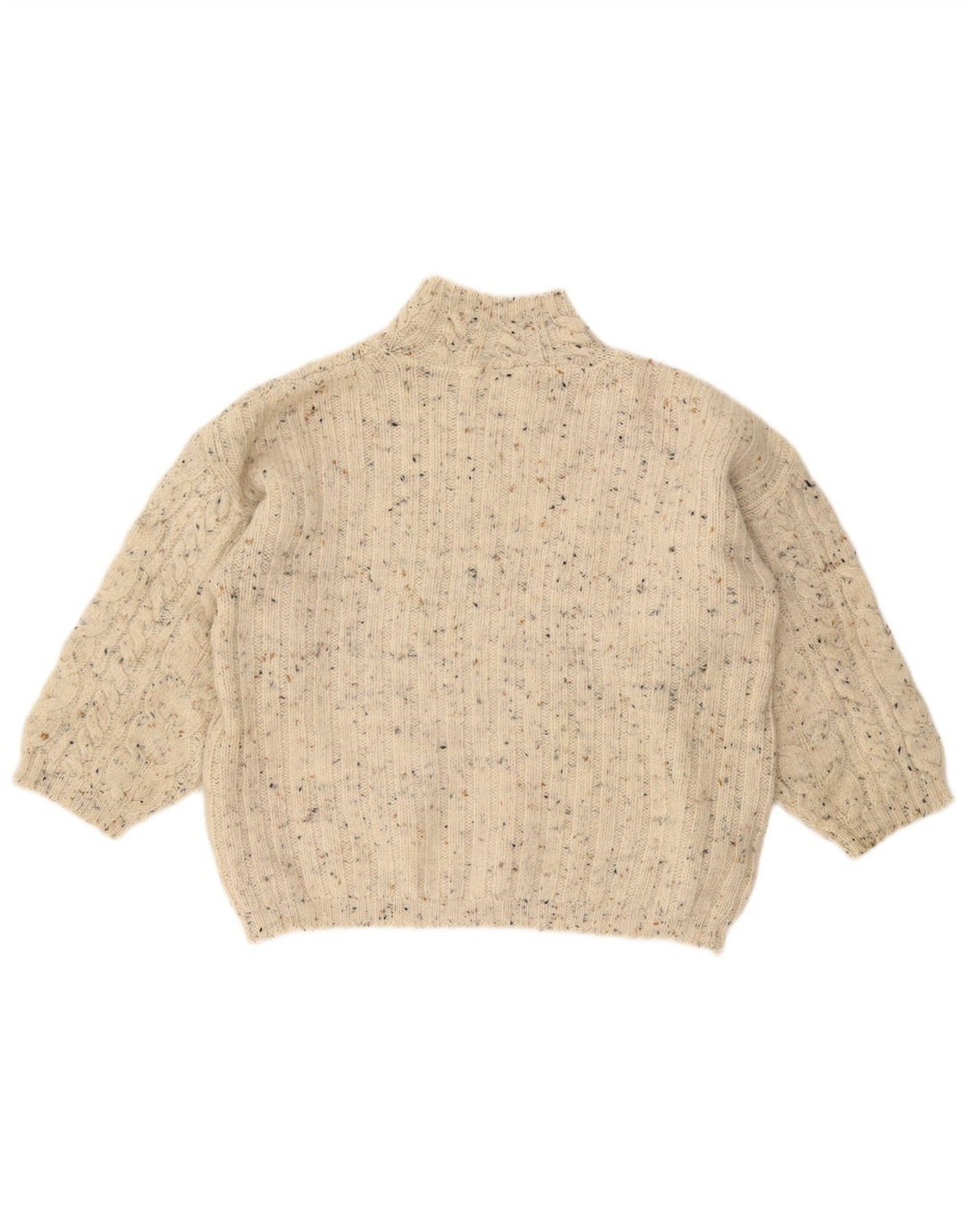 Sweter damski VINTAGE z golfem UK 18 XL w kolorze złamanej bieli, nakrapiany