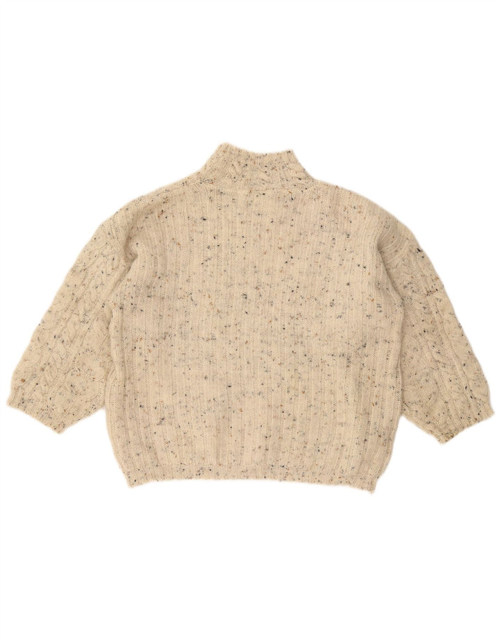 Sweter damski VINTAGE z golfem UK 18 XL w kolorze złamanej bieli, nakrapiany