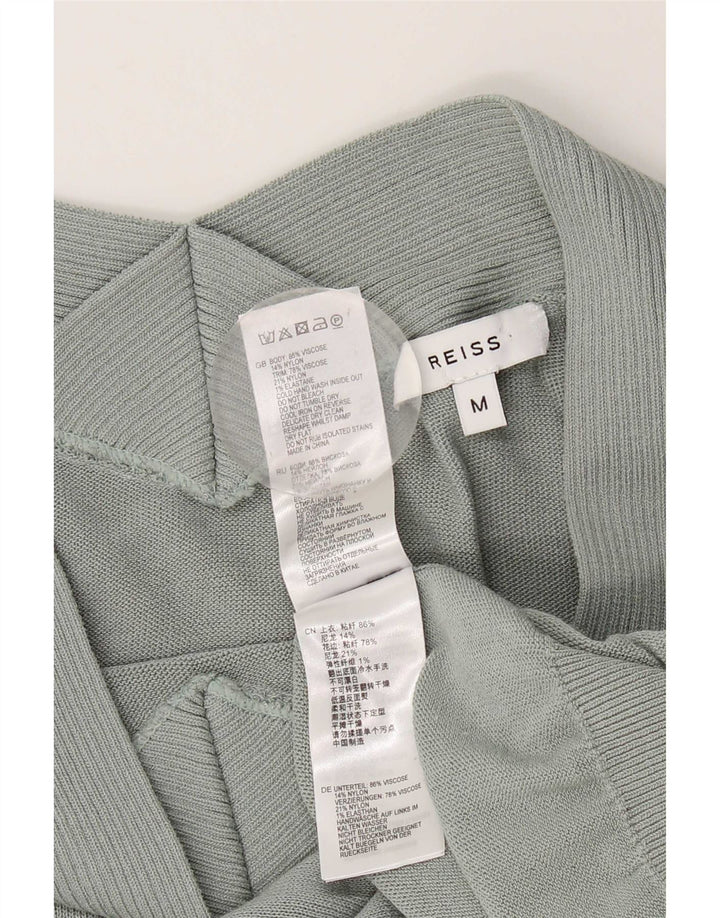 Damski sweter z odkrytymi ramionami Reiss UK 14 Średni zielony wiskoza