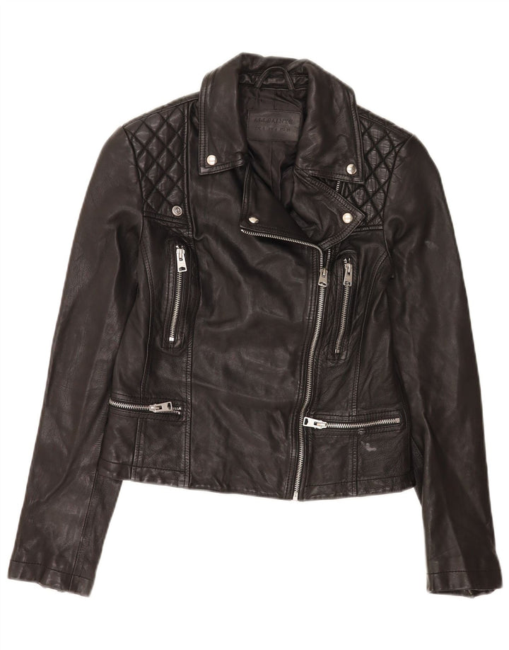 Damska kurtka motocyklowa All Saints Crop Leather UK 8, mała czarna