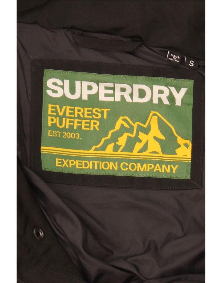SUPERDRY Męska ocieplana kurtka z kapturem UK 36, mała, czarna, poliester