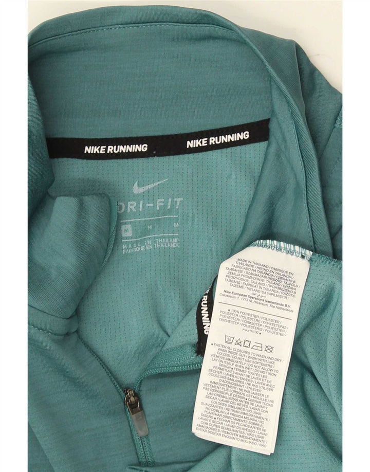 Męska koszulka Nike Dri Fit z zamkiem błyskawicznym i grafiką, z długim rękawem, średnio zielony poliester
