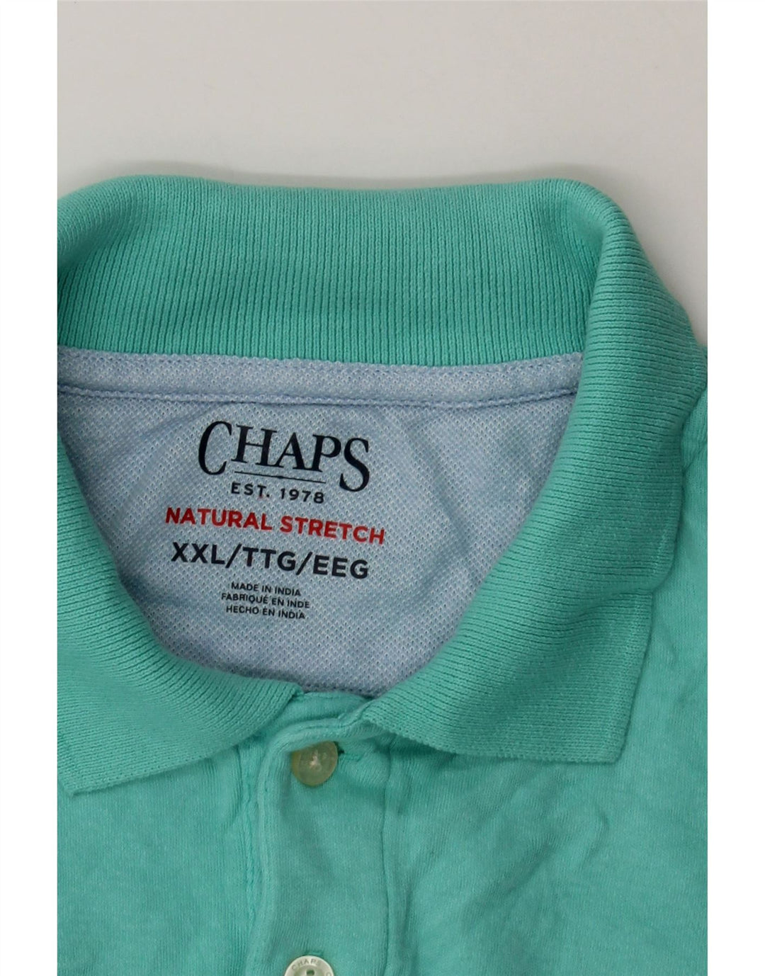 CHAPS Mens Polo Shirt 2XL Turquoise Cotton Vintage Chaps and Second-Hand Chaps from Messina Hembry 