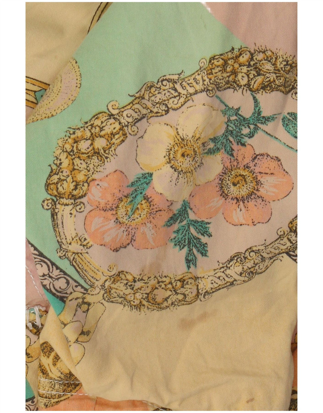 Damska kurtka bomberka w stylu vintage, UK 12, średnia, wielokolorowa, bawełniana w kwiaty