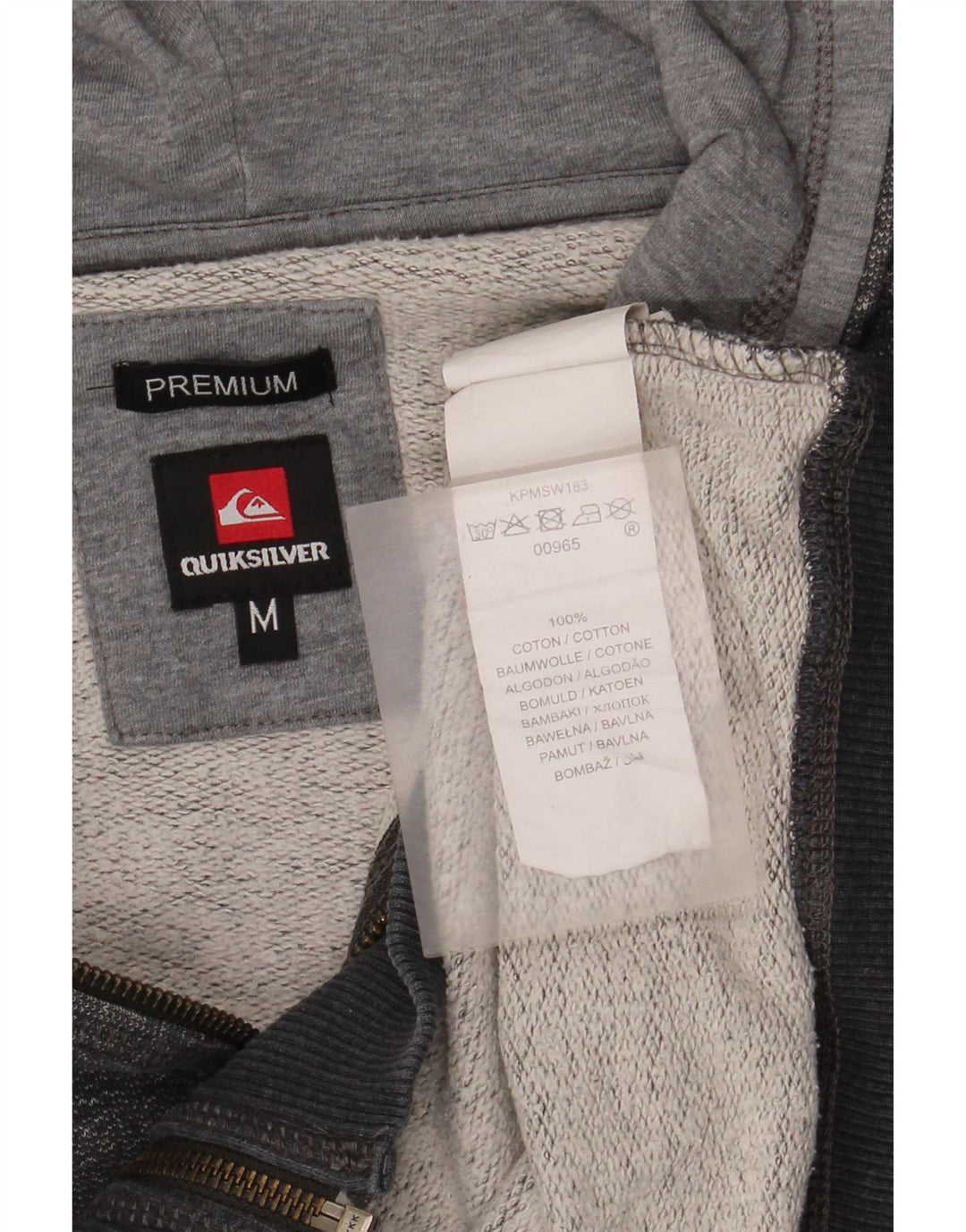 Męski sweter z kapturem i zamkiem błyskawicznym Quiksilver, średnioszary, bawełniany