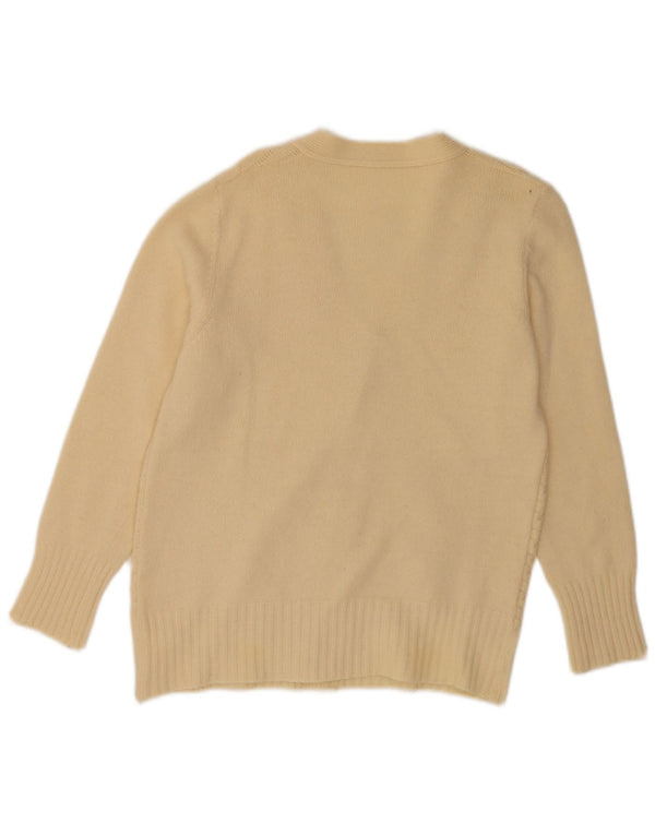 Sweter damski w stylu vintage, rozpinany UK 10, mały, beżowy