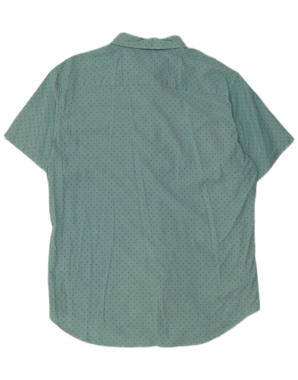 BONOBOS Męska koszula slim fit z krótkim rękawem, duża, niebieska, bawełniana w kropki