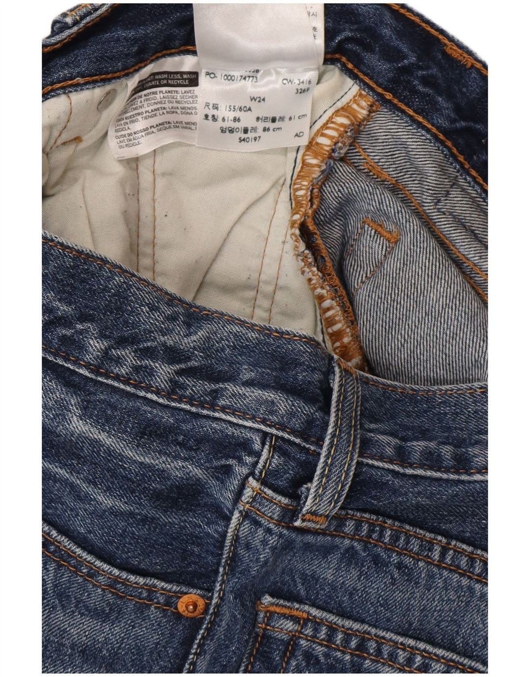 Damskie spodnie jeansowe LEVI'S 501 W24 XS, niebieska bawełna