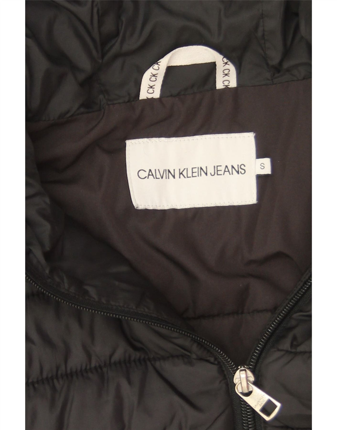 Damska kurtka z kapturem, oversize, wyściełana Calvin Klein Jeans UK 10, mała czarna