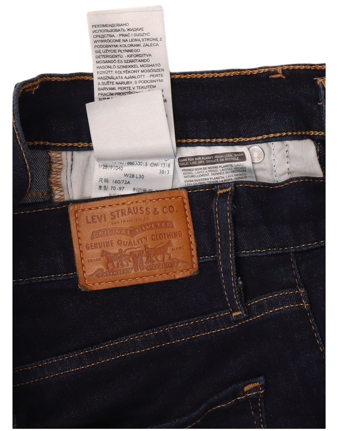 Damskie proste dżinsy LEVI'S 724 z wysokim stanem W28 L26 Granatowa bawełna
