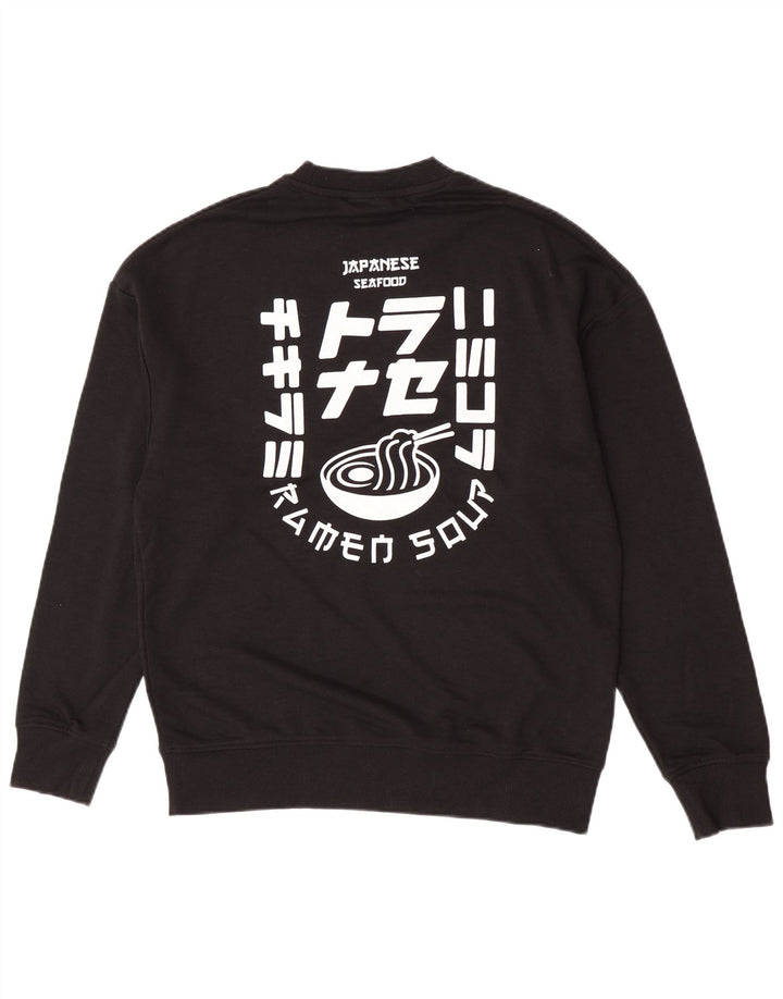 Męski sweter z grafiką Jack & Jones, średniej wielkości, czarny, bawełniany