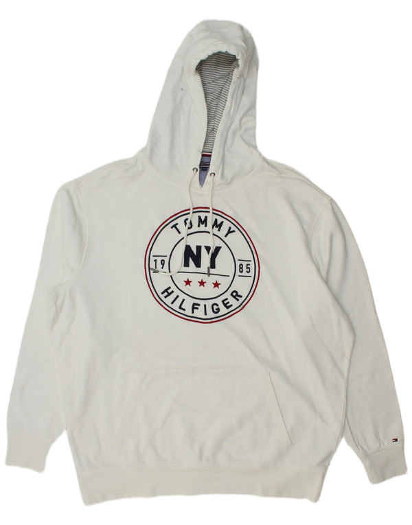 Męska bluza z kapturem Tommy Hilfiger Tall Graphic o luźnym kroju 2XL Biała bawełna