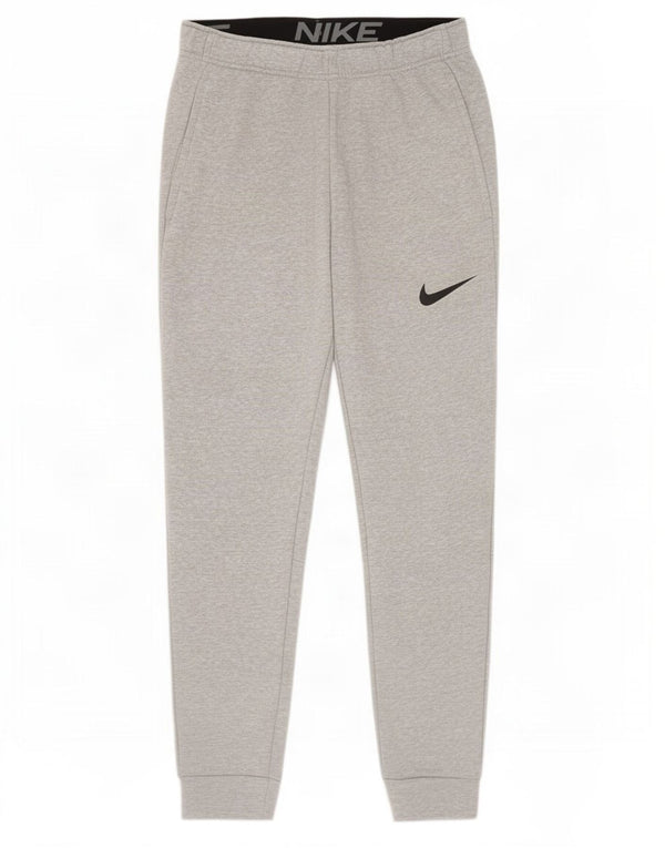 Męskie spodnie dresowe Nike Dri Fit, małe, szare, nakrapiane bawełniane spodnie dresowe