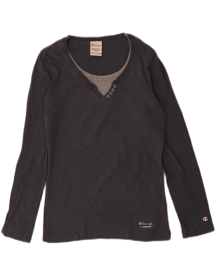 Top damski CHAMPION Heritage Classics z długim rękawem, UK 10, mały, szary, bawełniany