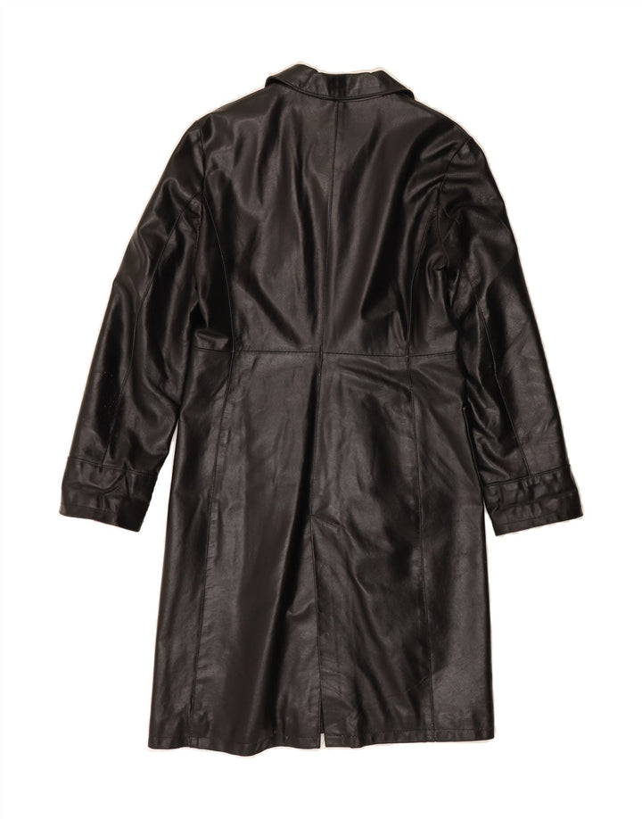 VINTAGE Womens Leather Coat IT 44 Medium Black Leather Vintage Vintage and Second-Hand Vintage from Messina Hembry 