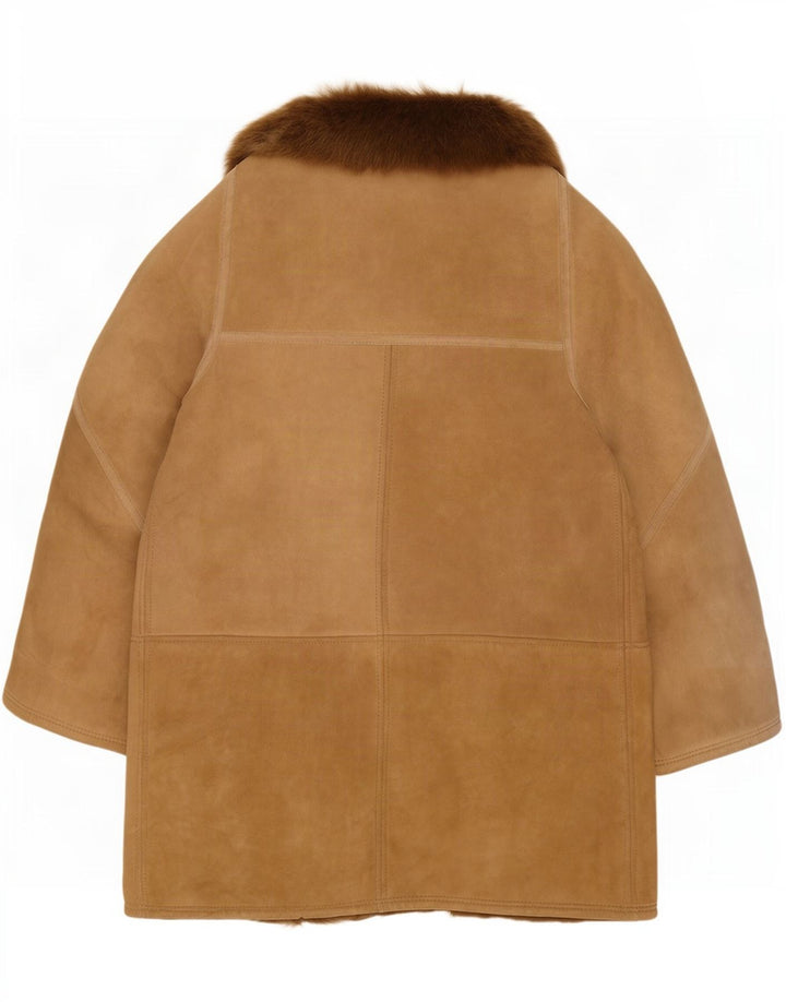 Vintage damska kurtka shearling IT 48 XL brązowa
