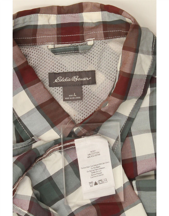 EDDIE BAUER Męska koszula z krótkim rękawem, duża, wielobarwna, bawełniana krata