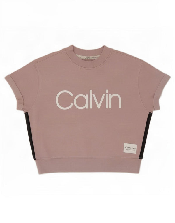 Damska bluza oversize Calvin Klein z grafiką UK 14, średni róż