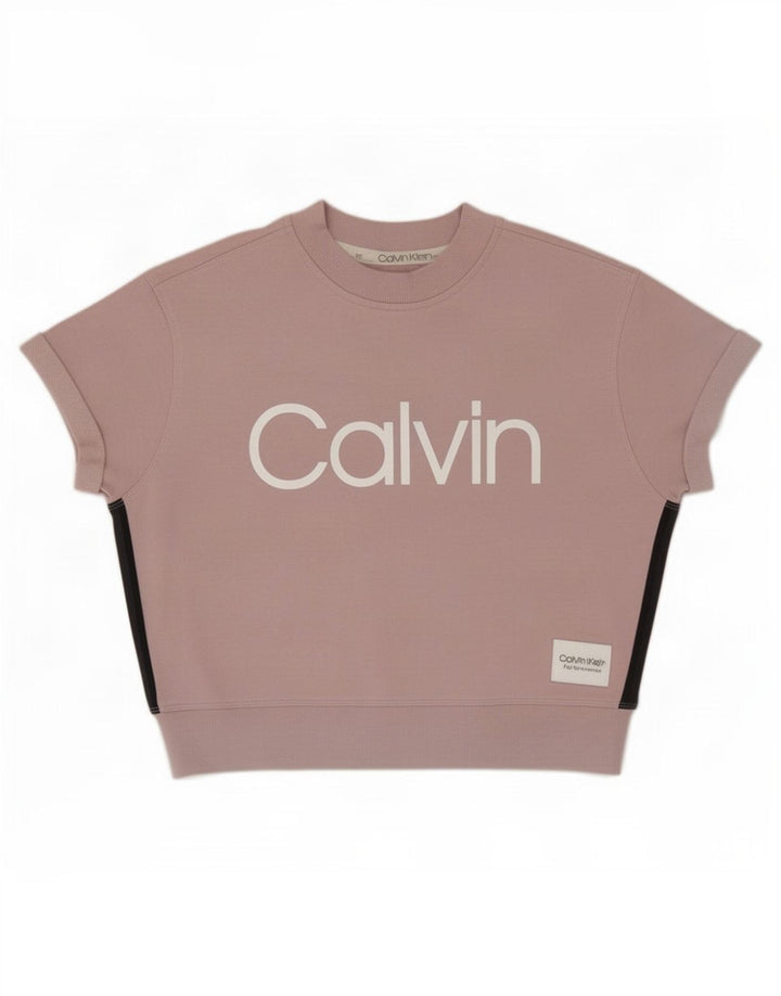 Damska bluza oversize Calvin Klein z grafiką UK 14, średni róż