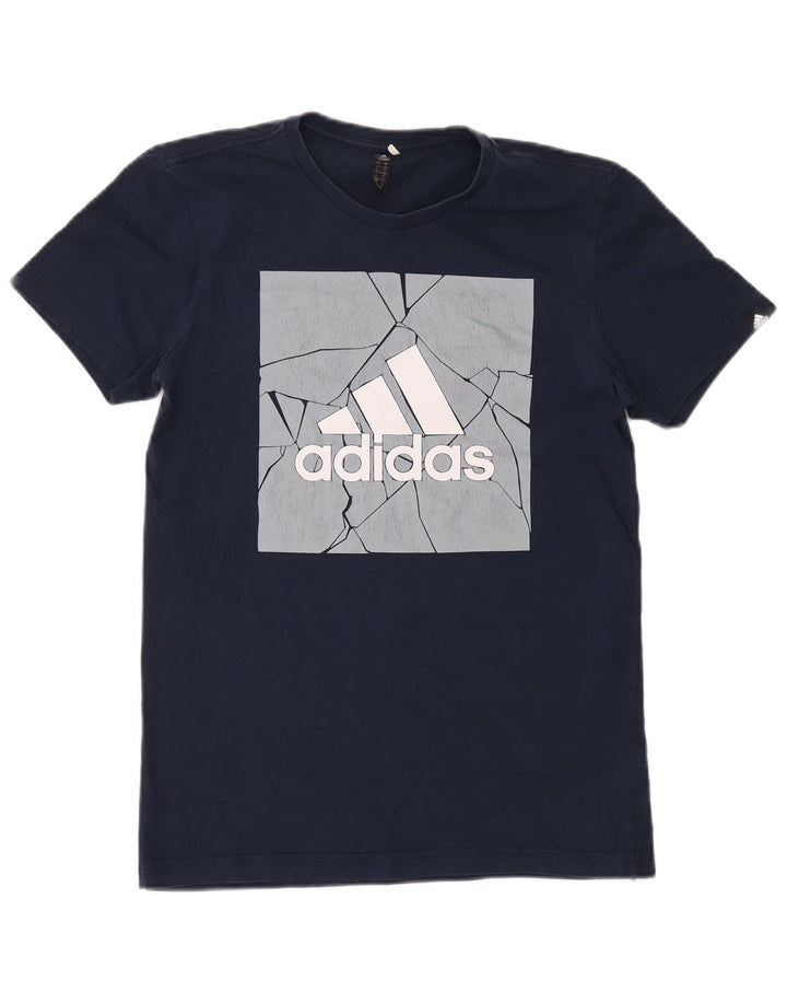 Męska koszulka z grafiką Adidas, mała, granatowa, bawełniana