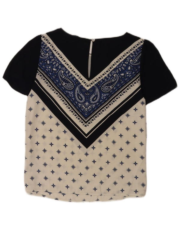 Bluzka damska Oasis Top UK 10, mała, granatowa, poliester Paisley