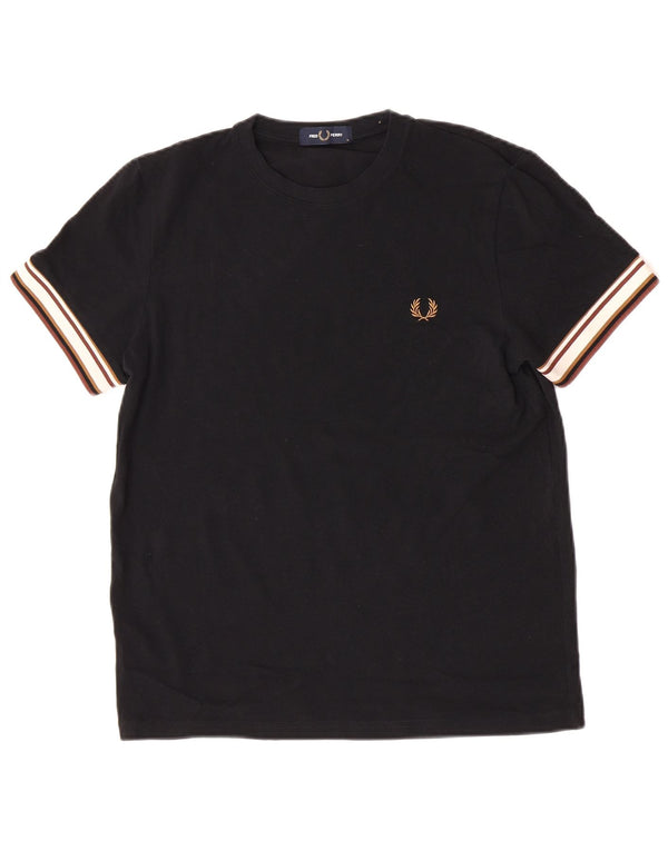 T-shirt męski Fred Perry, bawełniany, średniej wielkości, w kolorze czarnym