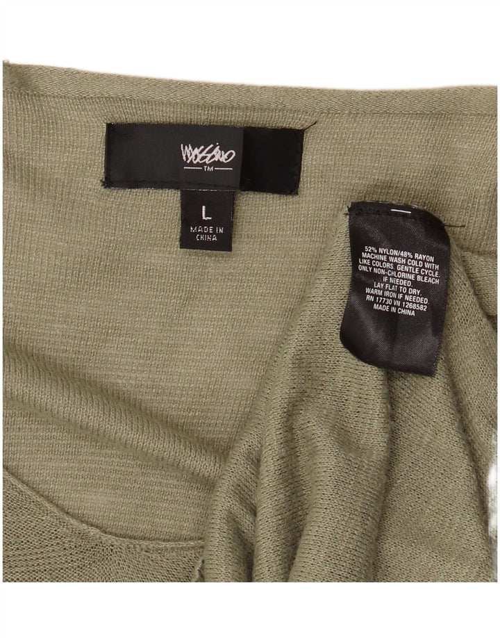 Damski sweter Mossimo z długim rękawem i dekoltem w kształcie litery V, UK 16, duży, nylon w kolorze khaki