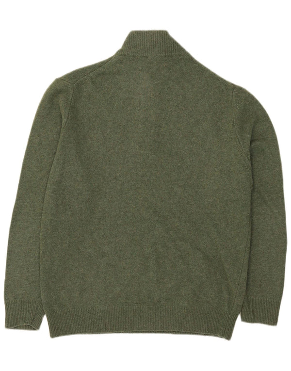 Vintage męski sweter z zamkiem błyskawicznym 2XL, zielona wełna