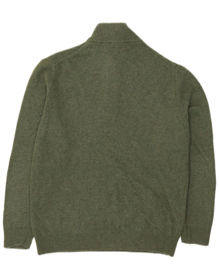 Vintage męski sweter z zamkiem błyskawicznym 2XL, zielona wełna