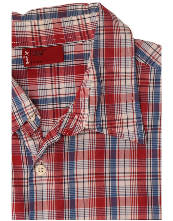 Męska koszula z krótkim rękawem Levi's, duża, bawełniana w czerwoną kratę