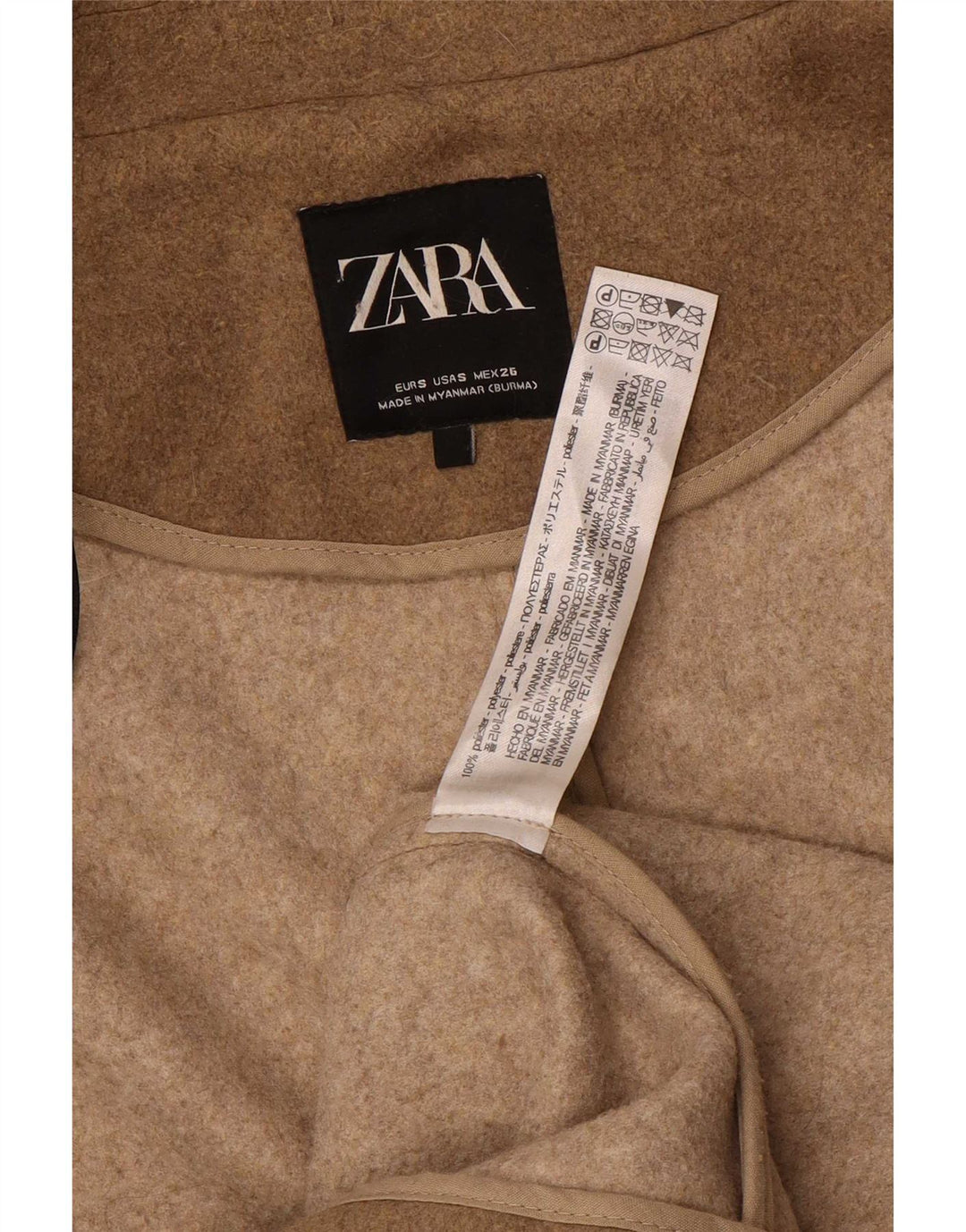 Damski płaszcz oversize Zara UK 10 Small Beżowy poliester