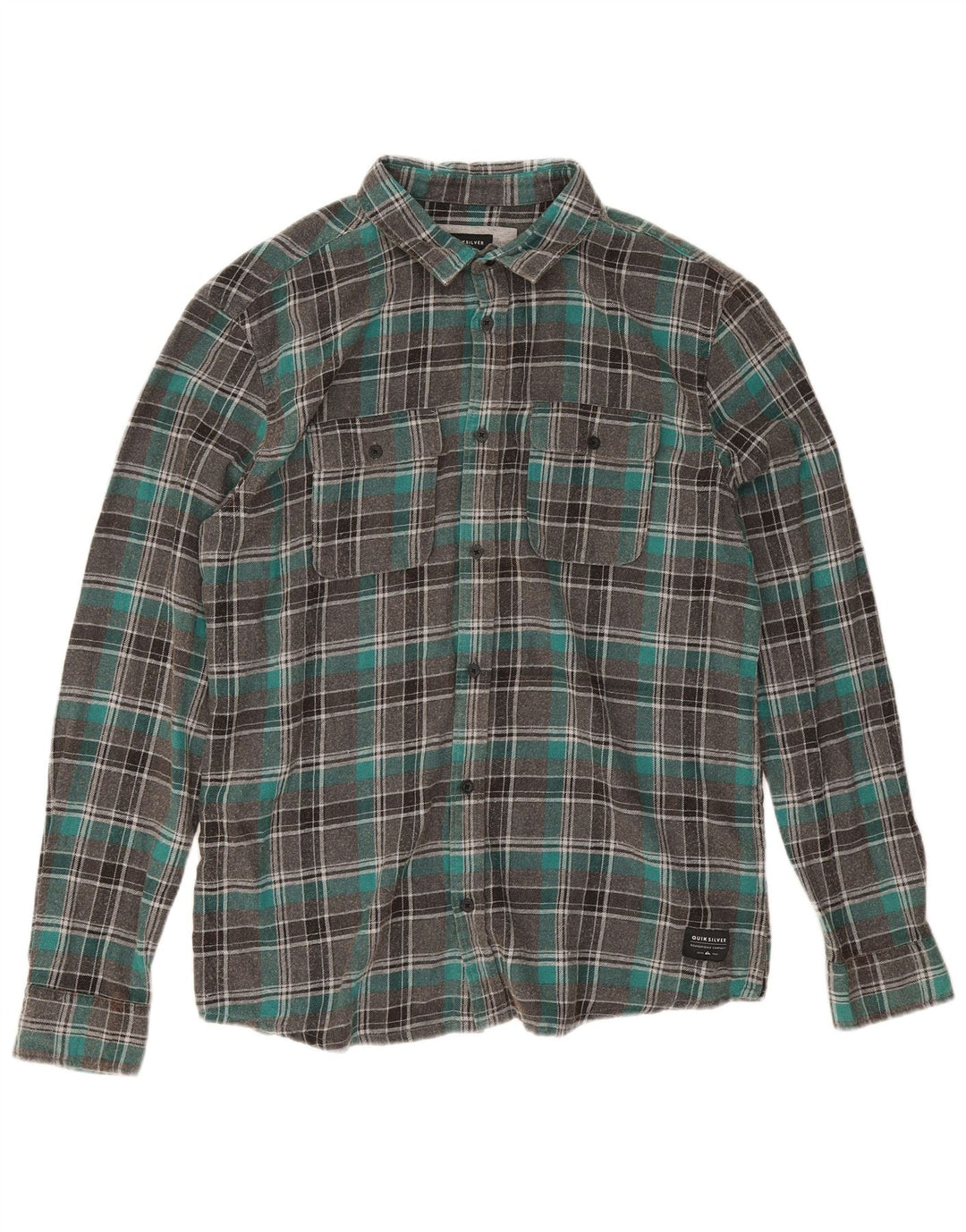 Męska koszula flanelowa Quiksilver o regularnym kroju, duża, szara, bawełniana w kratę