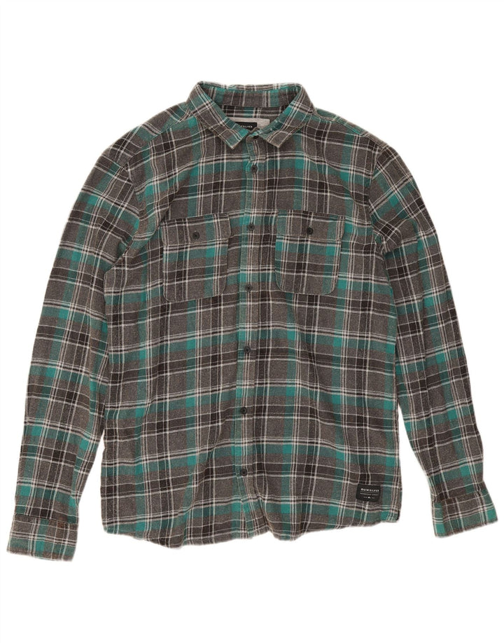 Męska koszula flanelowa Quiksilver o regularnym kroju, duża, szara, bawełniana w kratę