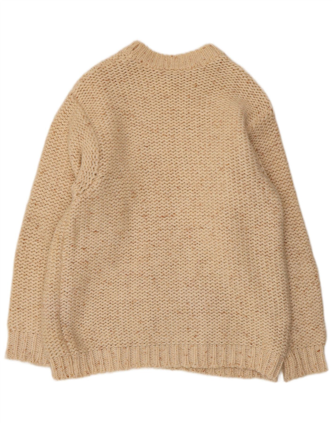 Sweter damski VINTAGE z okrągłym dekoltem UK 16, duży w kolorze złamanej bieli