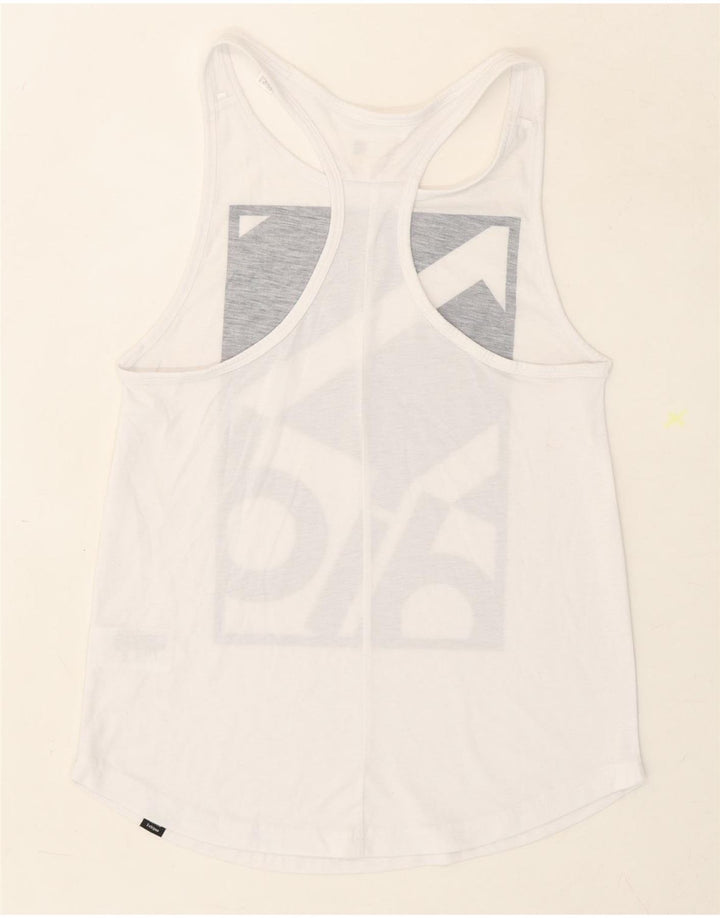 ADIDAS Womens Climalite Graphic Vest Top UK 8/10 Small White Polyester Vintage Adidas and Second-Hand Adidas from Messina Hembry 