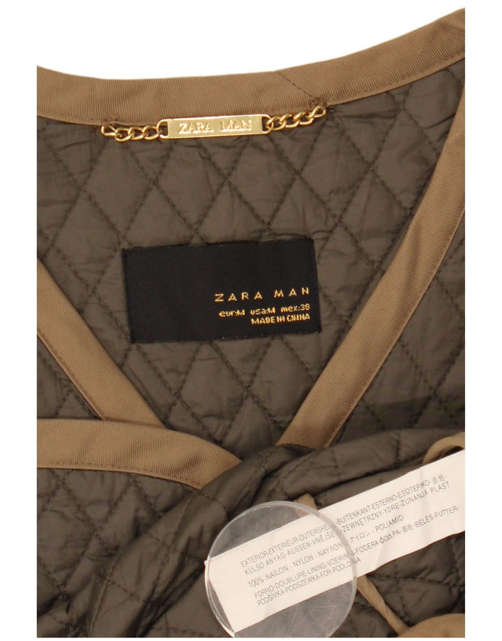 Męska pikowana kurtka Zara UK 38, średni kolor khaki, nylon