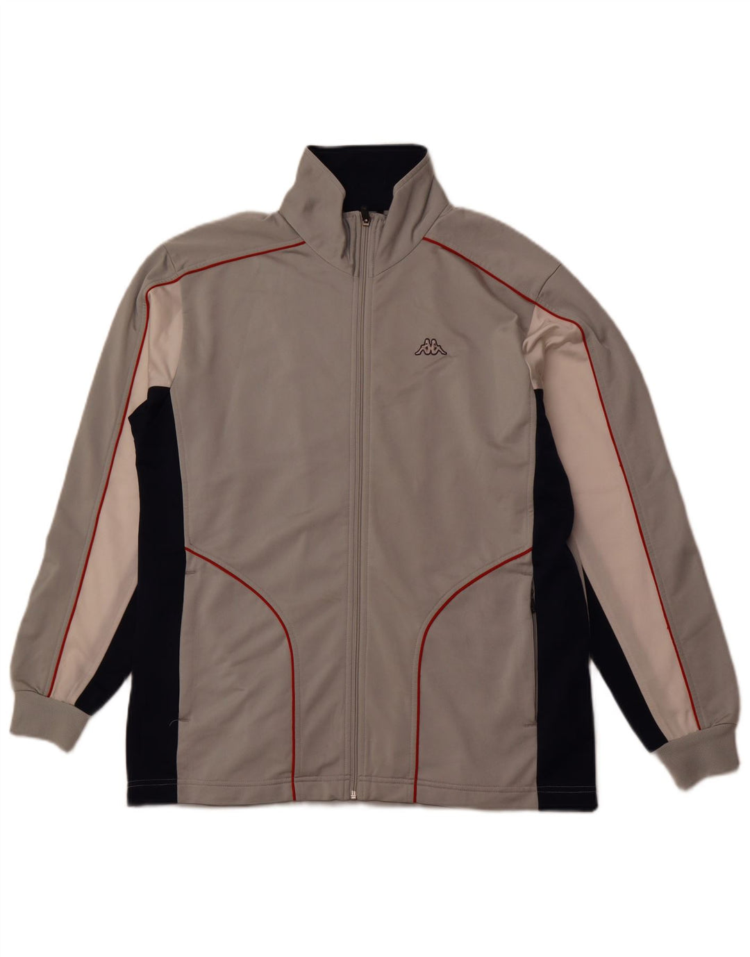 Męska kurtka dresowa KAPPA, duży, szary poliester z blokami kolorów