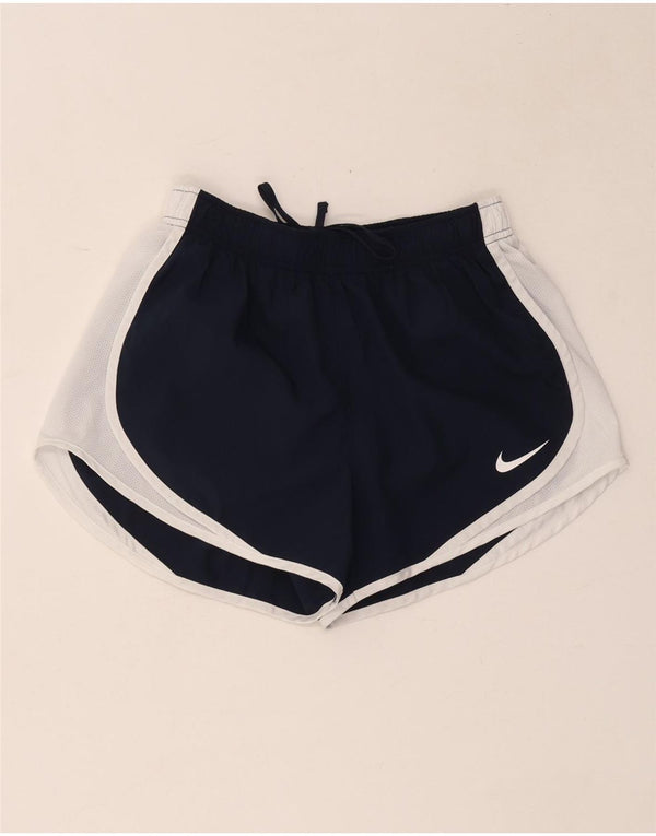 Damskie spodenki sportowe Nike Dri Fit UK 10, małe, granatowe, z blokami kolorów