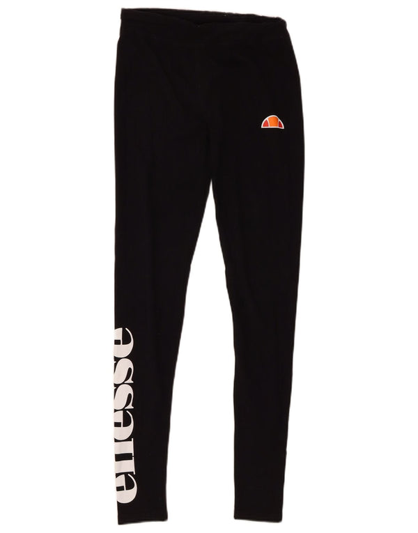 Ellesse Womens Graphic Leggings UK 8 Small Black Cotton