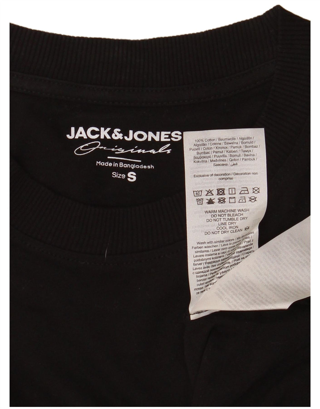 Męski top JACK & JONES z długim rękawem, mały, czarny, bawełniany