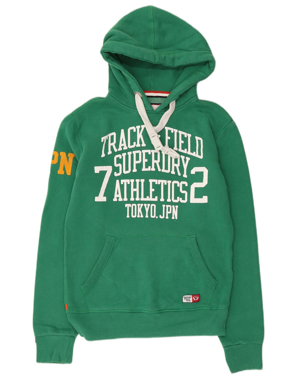 Męski sweter z kapturem Superdry z grafiką, mały, zielony, bawełniany