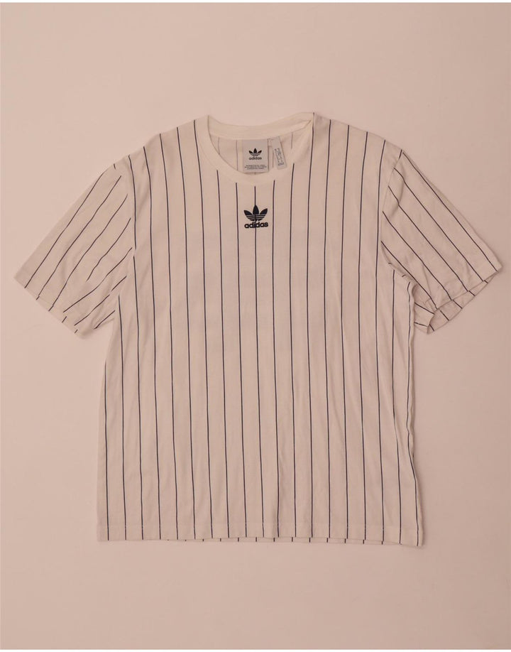 Męska koszulka z grafiką Adidas, średnia, bawełniana w białe paski