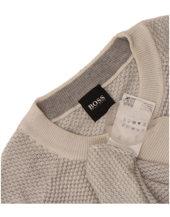 Męski sweter z okrągłym dekoltem Hugo Boss, średnioszary poliester