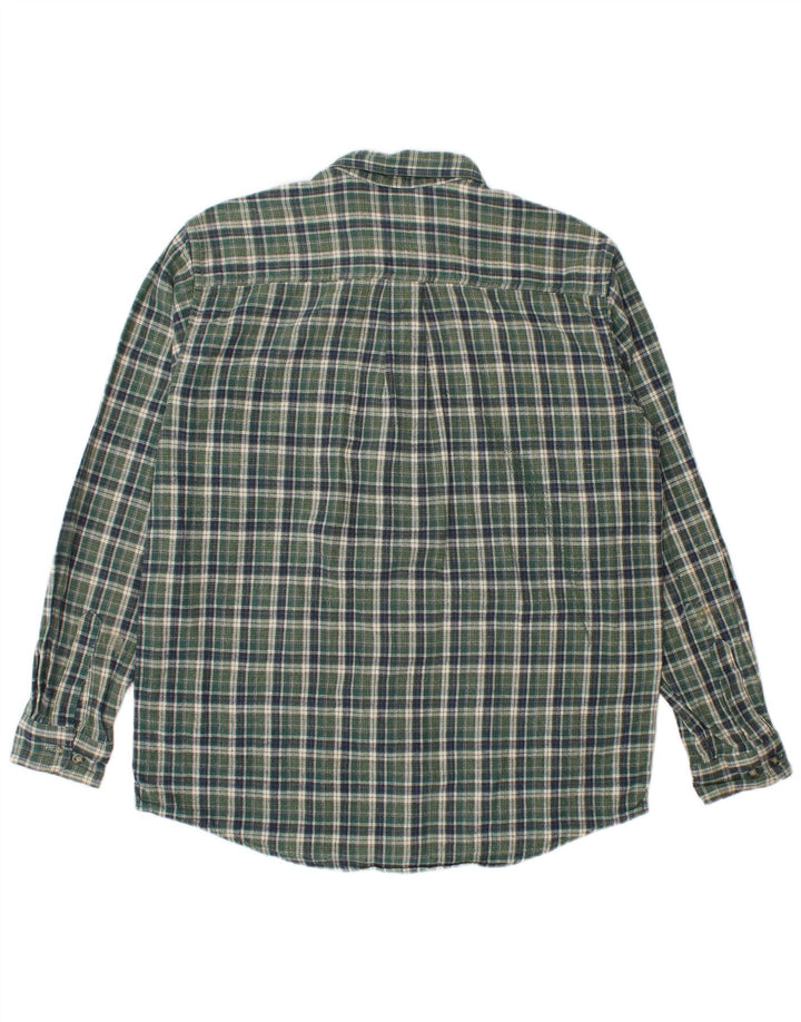 Męska koszula flanelowa L.L.Bean w średnią zieloną kratę, bawełniana