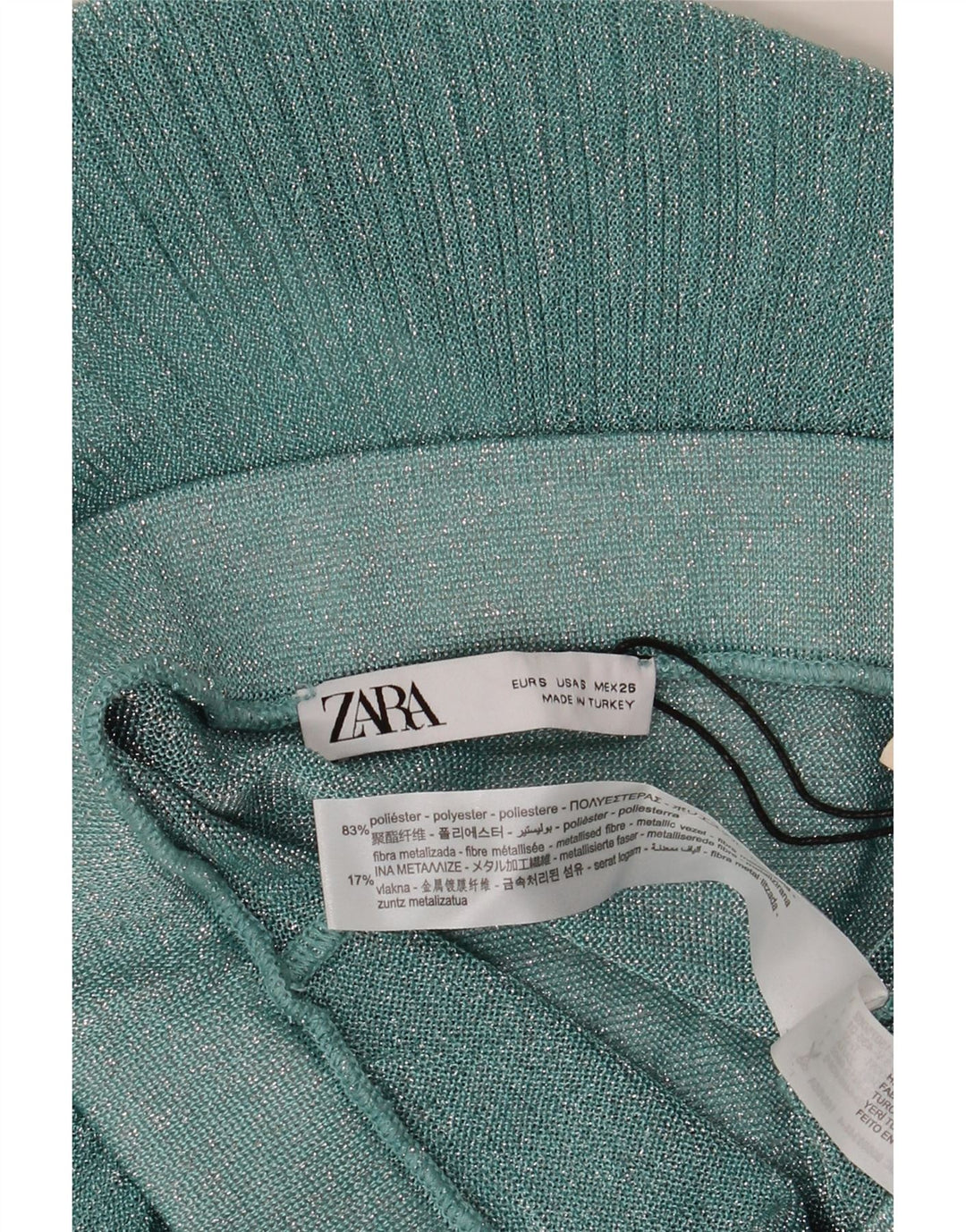 Warstwowa spódnica damska Zara, mała W28, zielona, nakrapiana, metaliczna