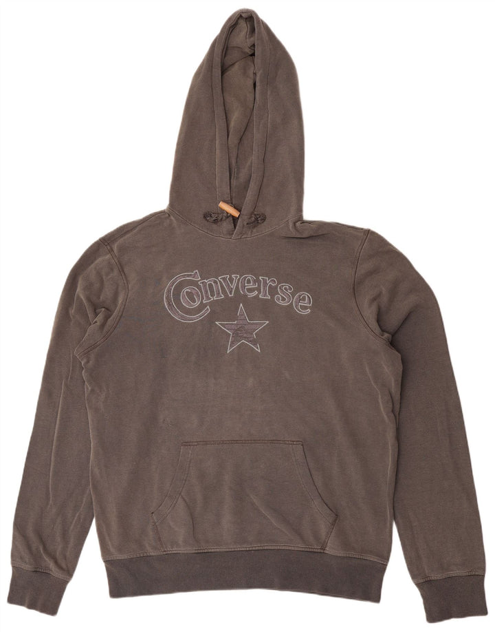 Converse Męski sweter z kapturem z grafiką, duży, szary, bawełniany