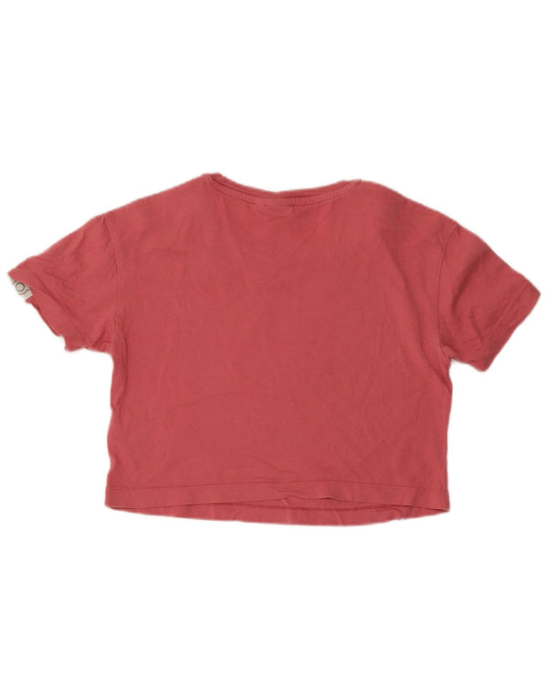 Damska koszulka Adidas Crop Graphic Top UK 6 XS Różowa bawełna z blokami kolorów